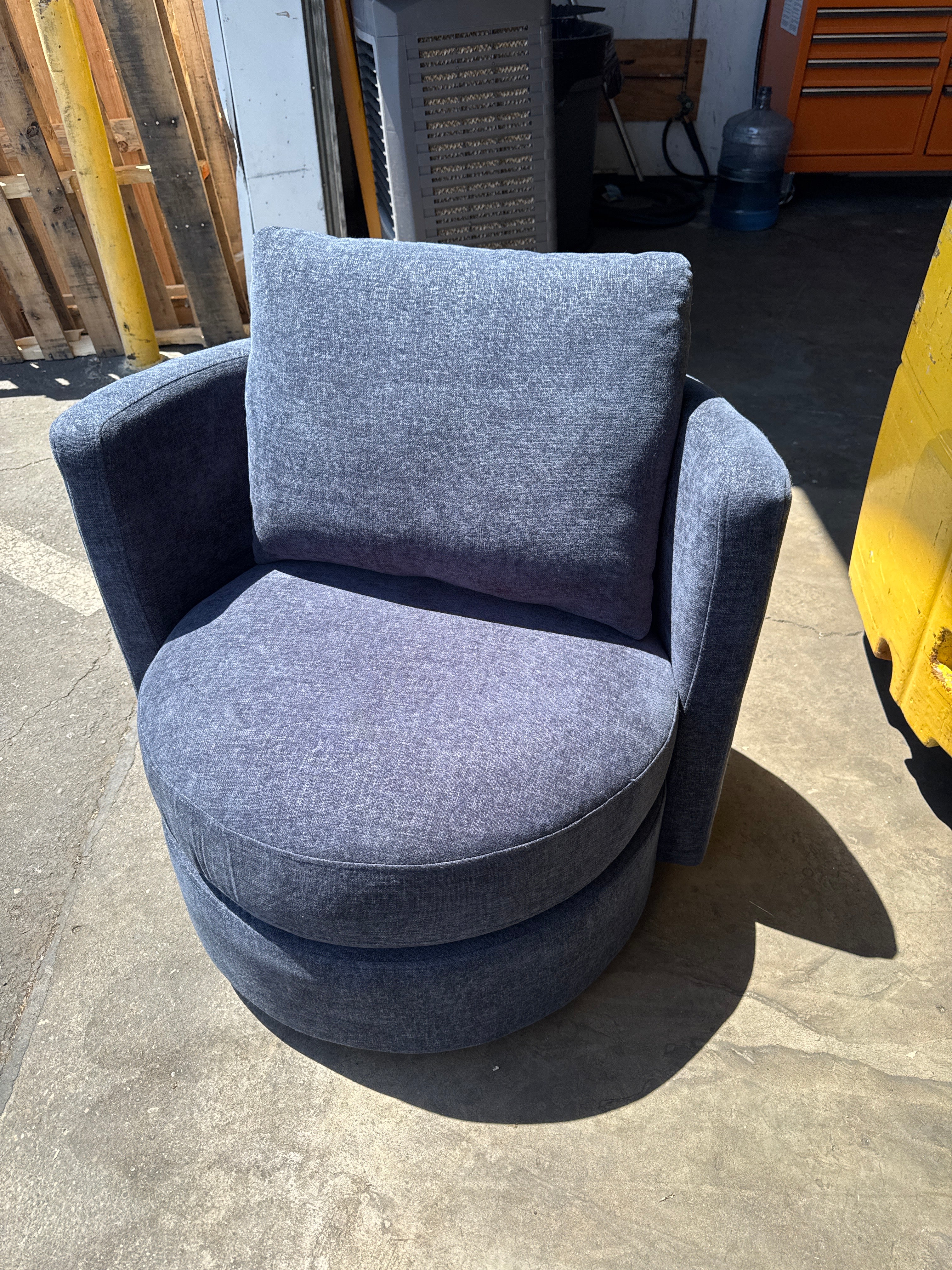 Blue chairs.