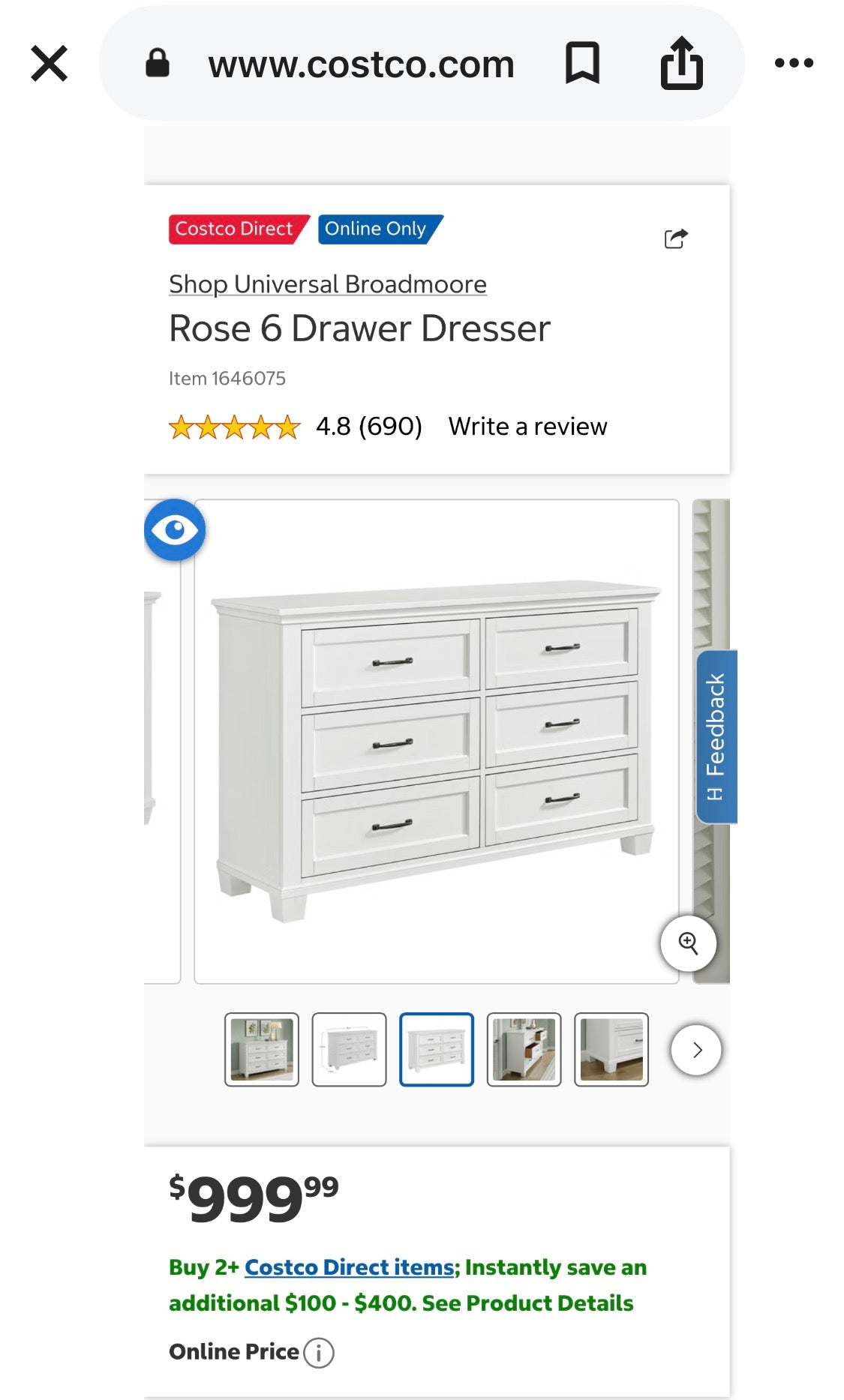 Rose 6 Drawer Dresser